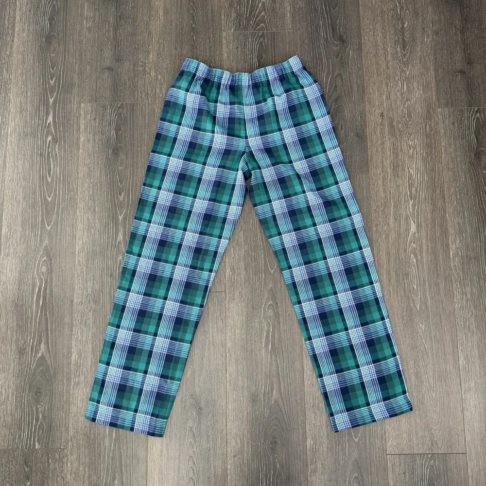 Lands‎ End Kids Flannel Pajama Pants Blue Pink Green Plaid Sz 14 Sleepwear Youth